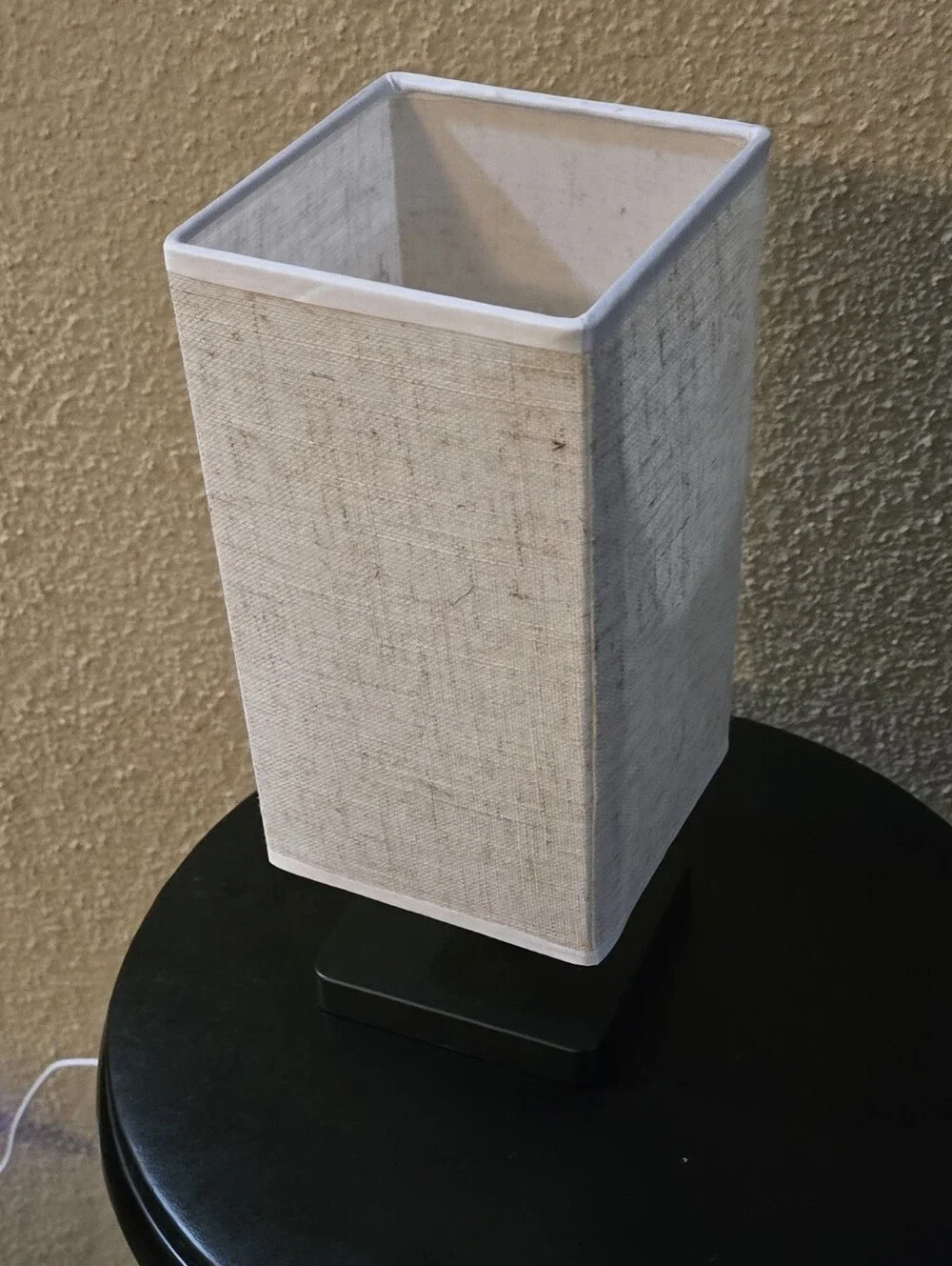 Neutral Square Linen Table Lamp Shade - White/Cream W/controller